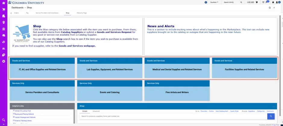 The CU Marketplace shop dashboard. 