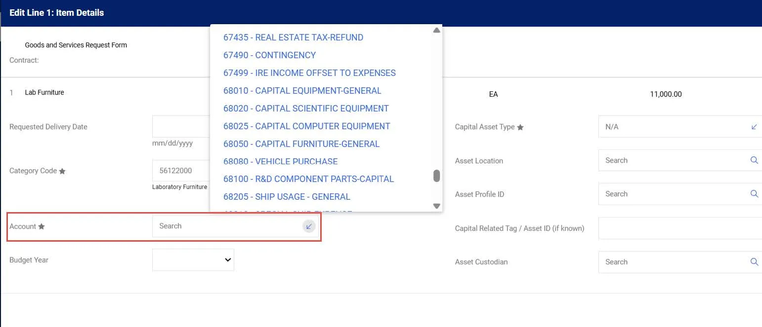 The account field is highlighted. 