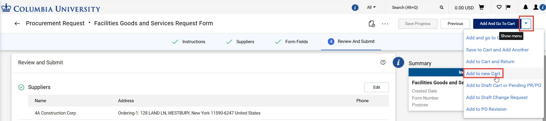Add to New Cart
