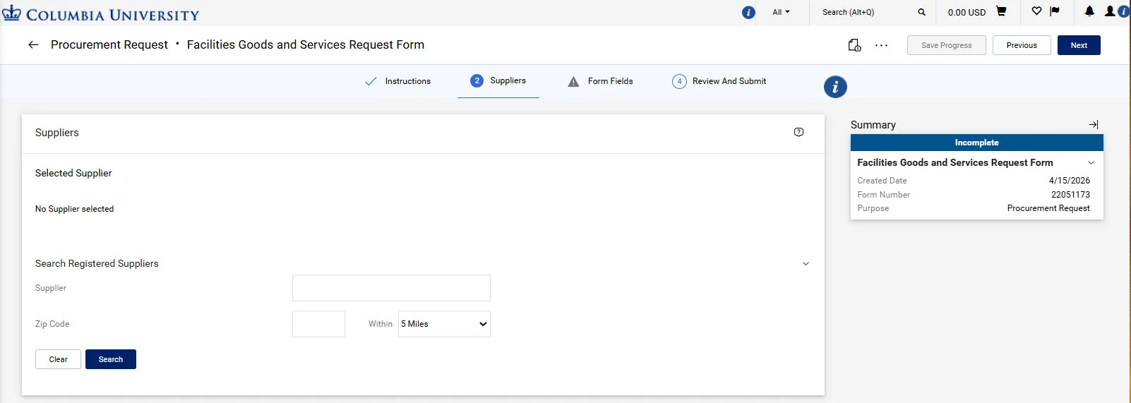 Supplier page