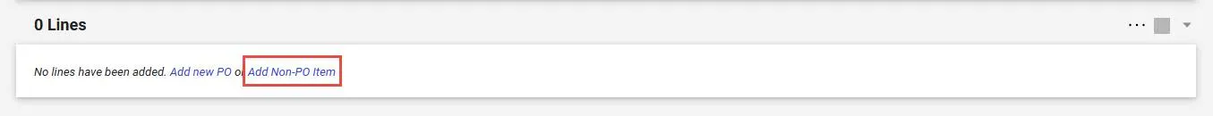 In the Lines section, click the Add Non-PO Item link.