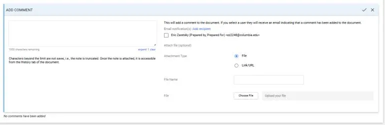 The Add Comment screen appears.