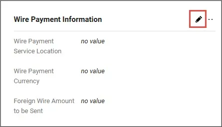 Wire Payment Information Section 