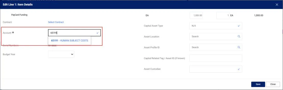 Notice the Account field is indicated as Required. Click the Required link to edit the Account field.