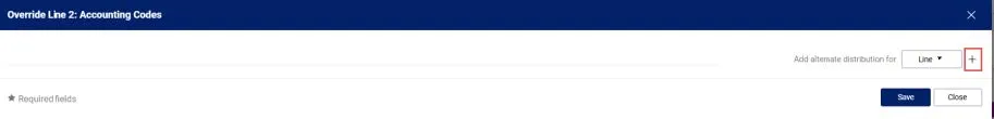 The Override Line Accounting Codes window appears. 