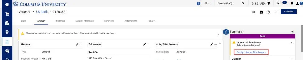Click the Empty Internal Attachments link.