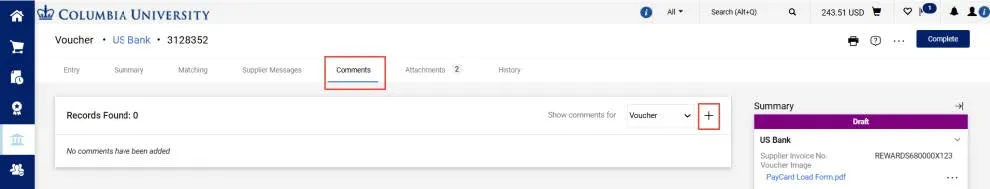 Navigate to the Comments tab.