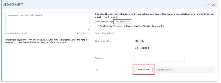 Click the New Comment icon. The Add Comment window appears.