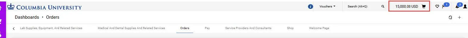 CU Marketplace orders dashboard. 