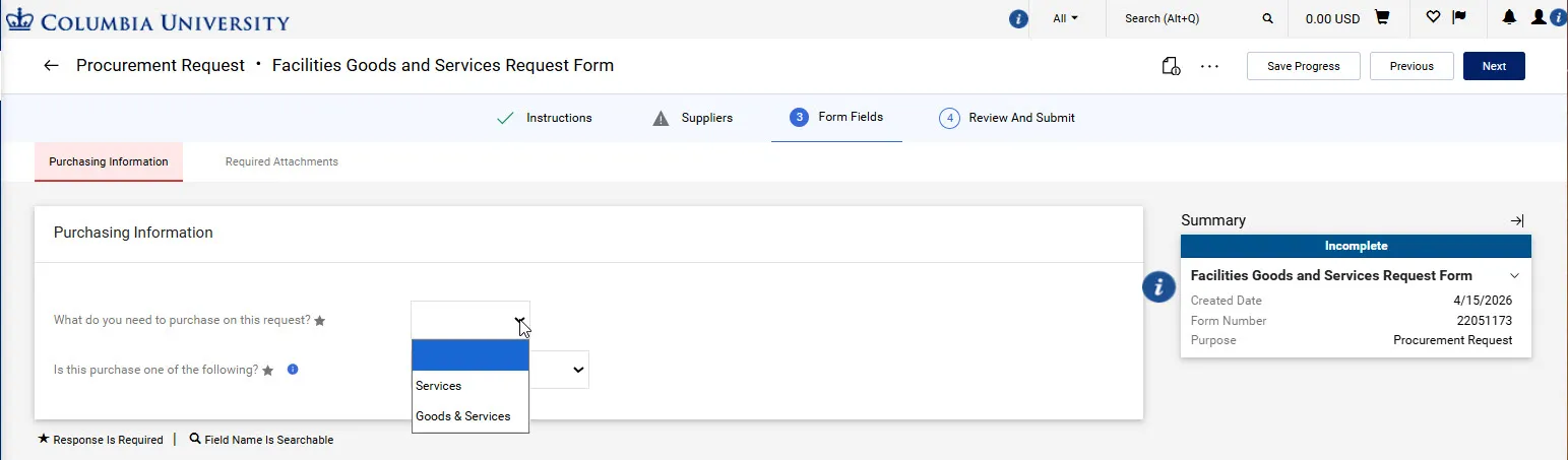 Select Services or Goods & Services