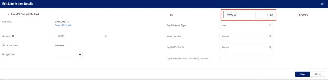 Adjust the Unit Price or Quantity to align with the invoice.