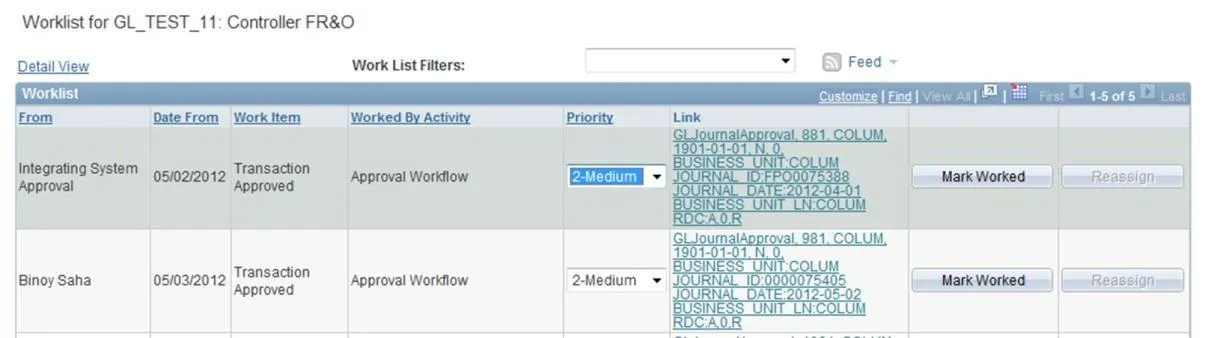 The item will no longer appear on your Worklist: