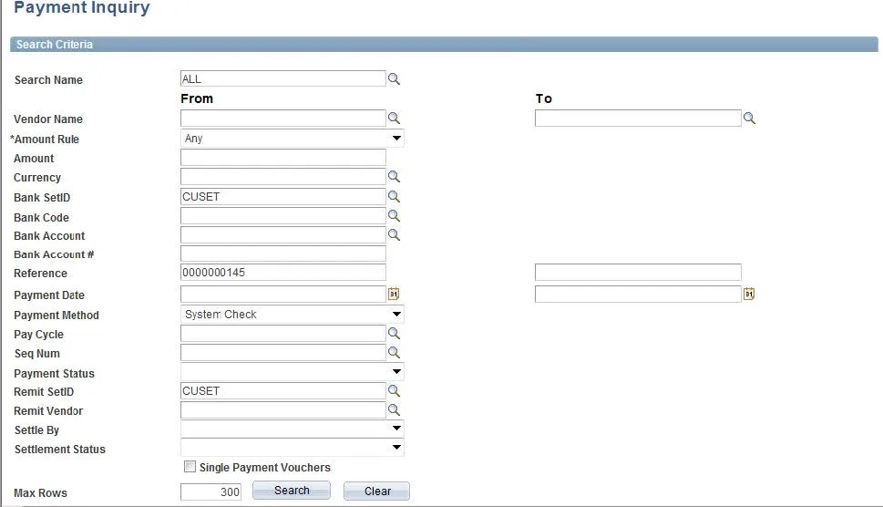 Search for the Payment reference for which you need to locate the associated voucher.