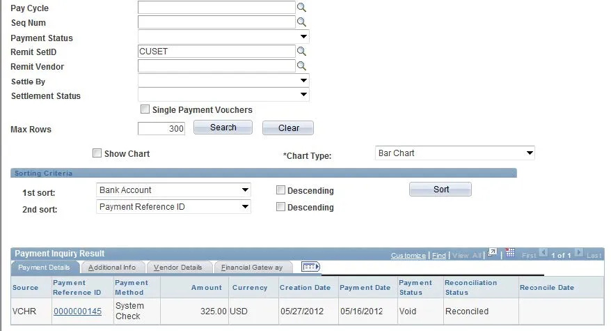 Click on the Payment Reference ID link to see the associate voucher.