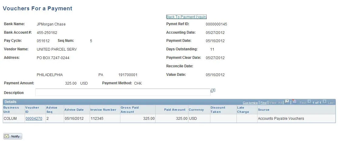 See the associated voucher ID for which you need to manually record the payment. 