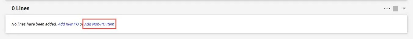 In the Lines section, click the Add Non-PO Item link.