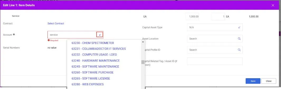 The Item Details window. 