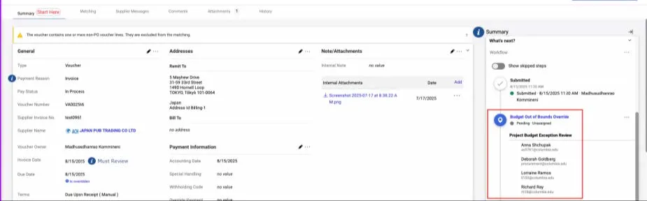 CU Marketplace with the names of the Reviewers highlighted. 