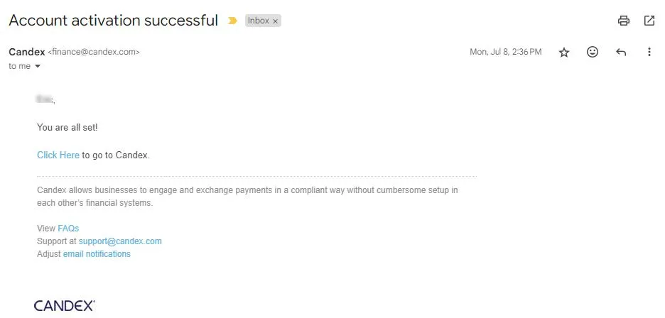 Example of a verification email. 