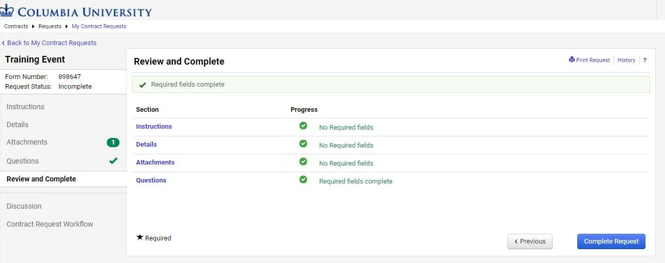 Review contract screen
