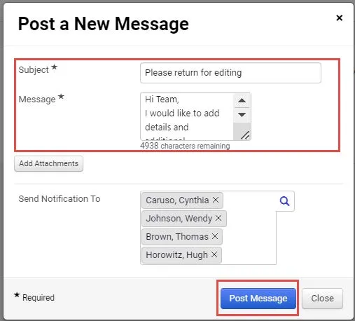 The Post a New Message window.