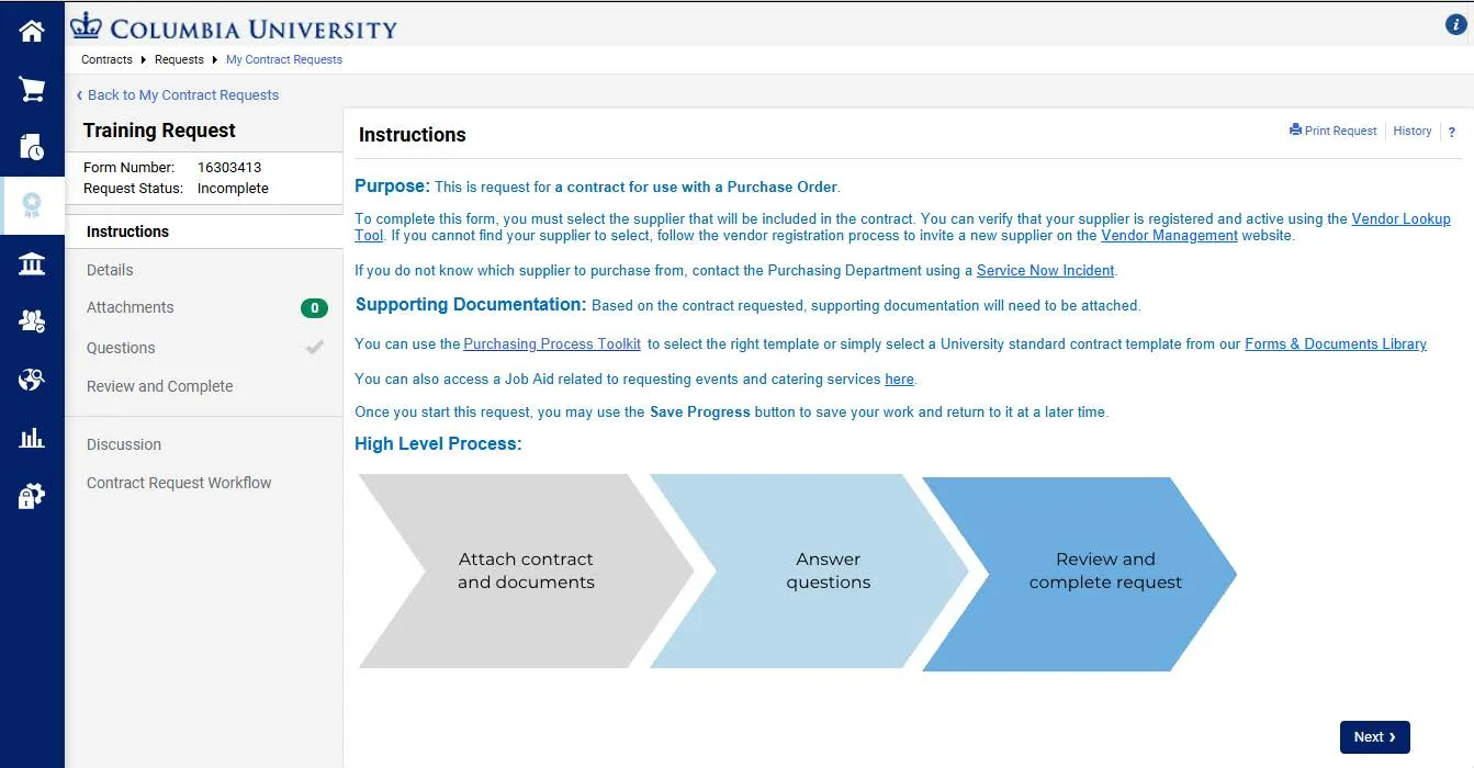 Contract request instructions graphic. 