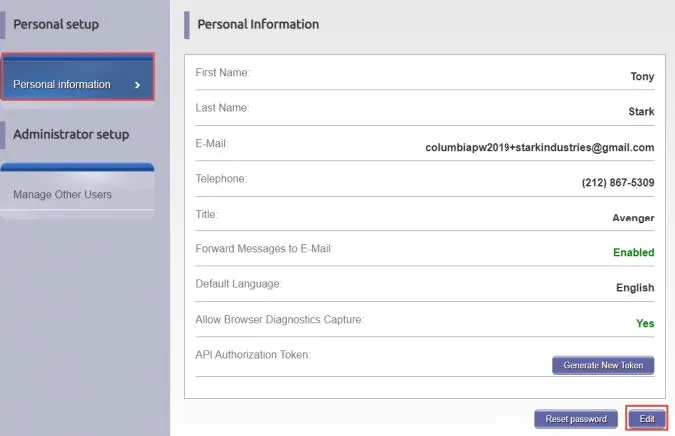 Click Account from the top right. 