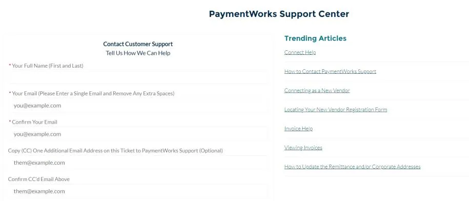 Complete the required fields in the Contact Customer Support section.
