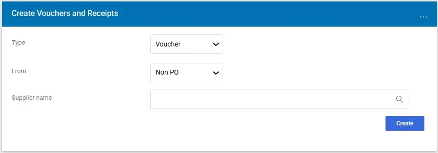 Create vouchers and receipts window. 