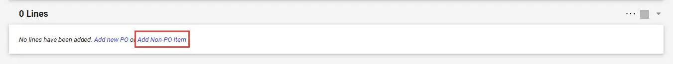 In the Lines section, click the Add Non-PO Item link.