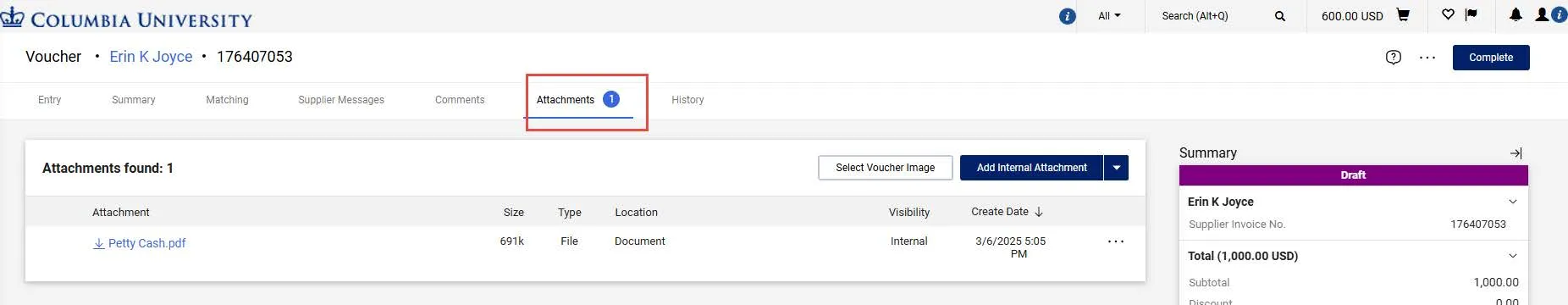 You can view and attach additional documents via the Attachments tab.