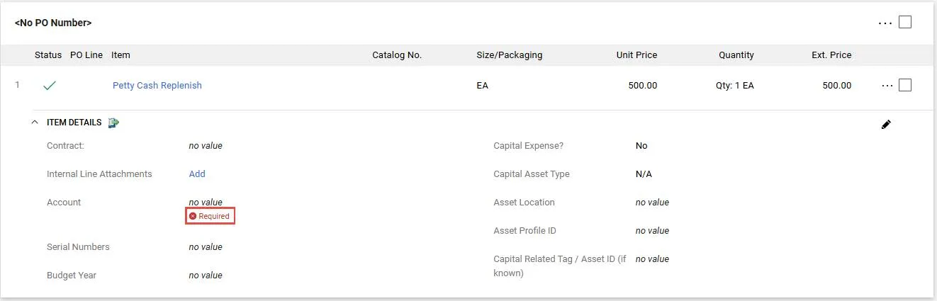 Item details screen