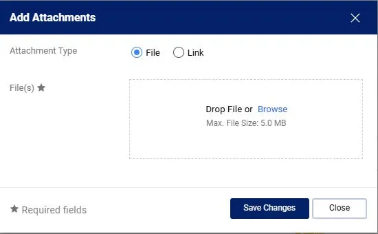 The Add Attachments window.