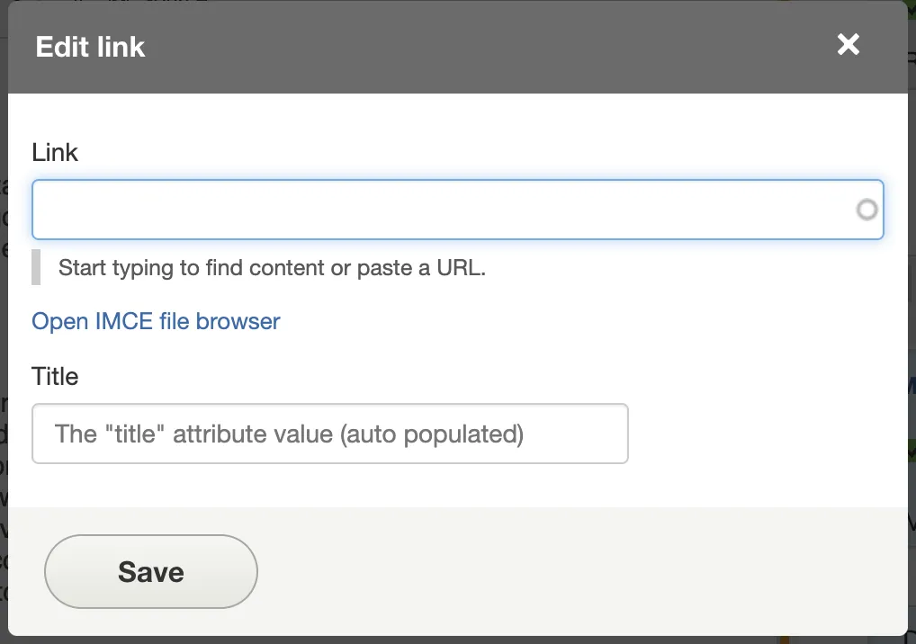 When you click here, an editor box will appear to add your new hyperlink.
