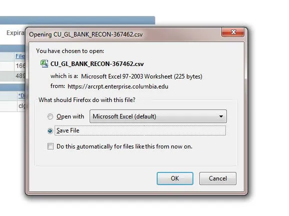 You can Save File or Open with Excel.