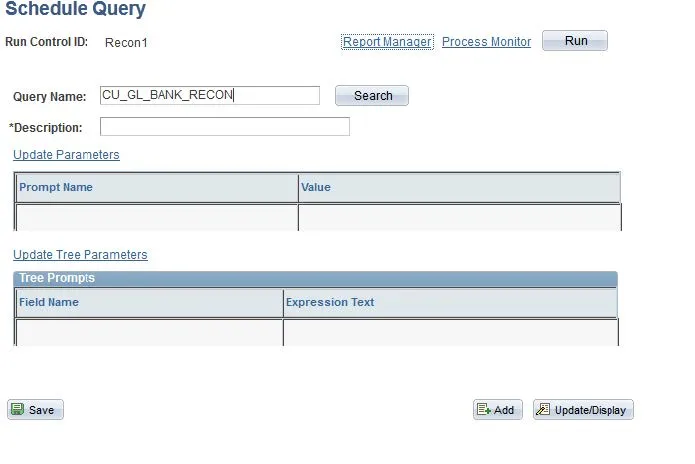 In the screen enter Query Name (or search with a partial name) the query you wish to run. 