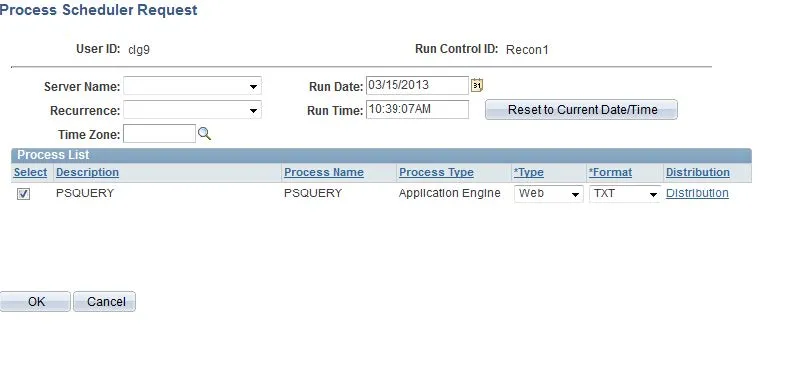 This screen allows you to schedule a Query. 