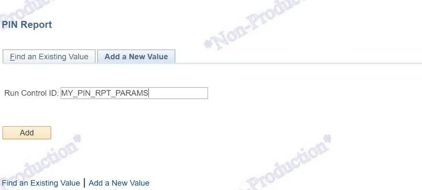 To create a new Run Control, select the “Add a New Value” tab.