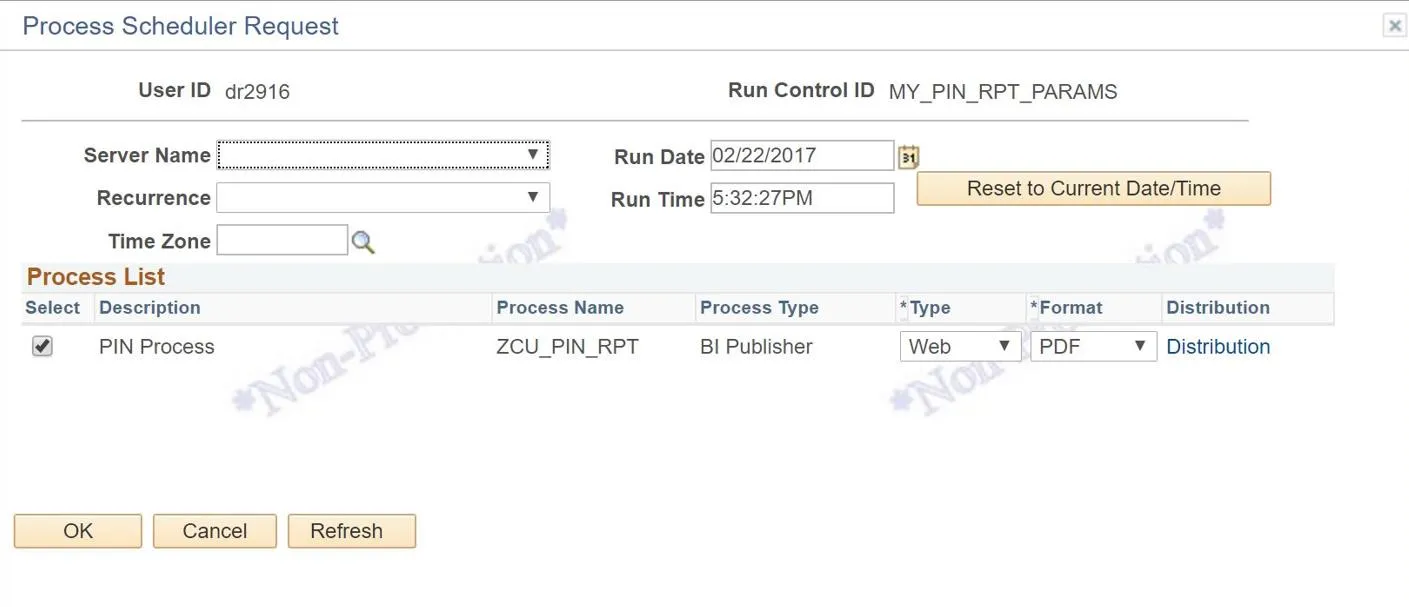 On the next screen, click the “OK” button to submit the report request. 