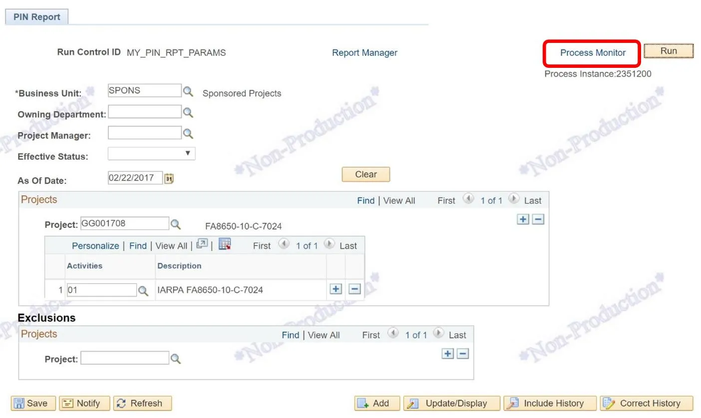Click on the “Process Monitor” link next to the Run button in the upper right.
