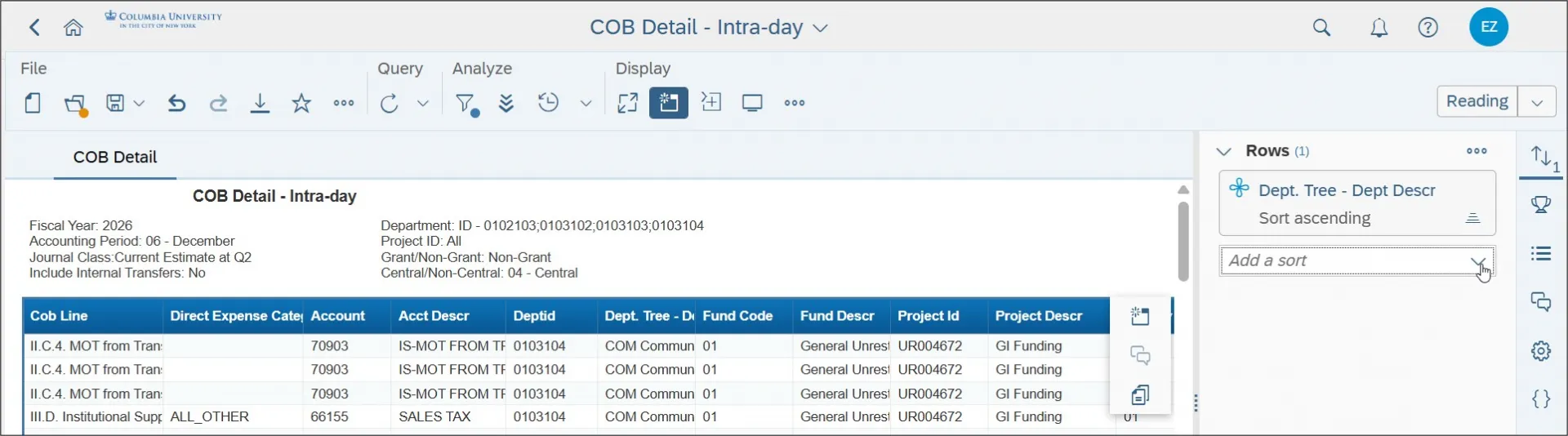 Add a sort and criteria