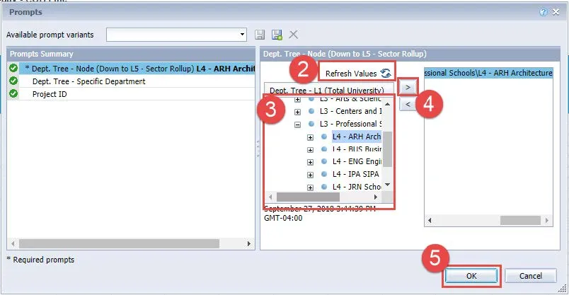 Running a Webi COB Analytics Report screenshot.