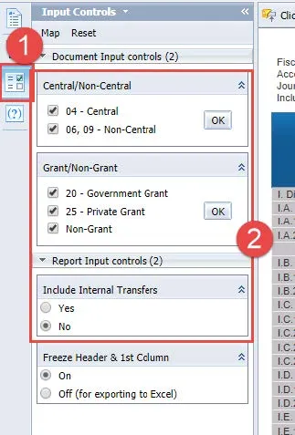 Changing Input Controls screenshot. 