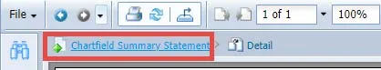 Breadcrumb of open reports example screenshot. 