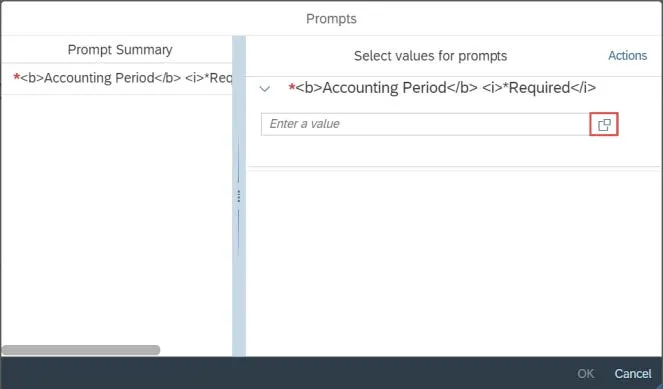 Click the Value to enter or edit the value in the field.