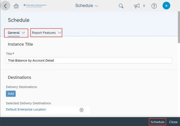The Schedule page appears.