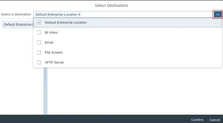 The Select Destinations window appears. 