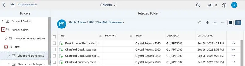 Navigate by expanding Public Folders and the ARC folder.