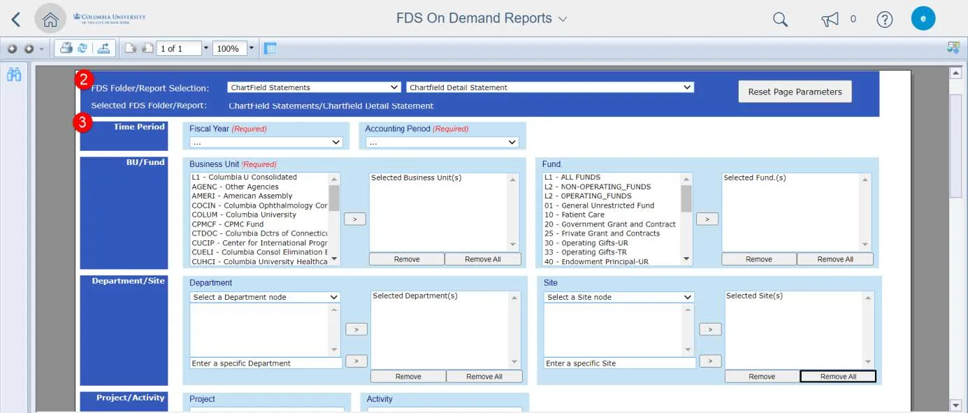 The FDS On Demand Reports page appears.