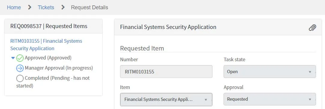 The Request Details appears.